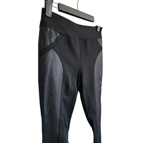 INC International Concepts Black Stretch Knit Pants Insets Women's 0 - Picture 3 of 8